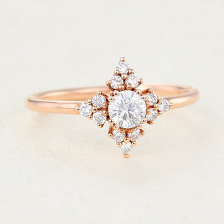 0.22 CT Round Brilliant Cluster Moissanite Engagement Ring top view