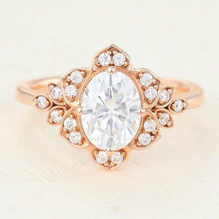 1.33 CT Oval Brilliant Sparkling Moissanite Engagement Ring front view