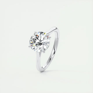 Modern 2.0ct round solitaire moissanite ring close up of the setting
