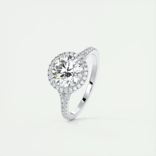 2.0 CT Round Cut Halo Split Shank Diamond Moissanite Engagement Ring
