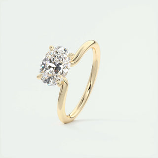 Exquisite 1.91ct oval solitaire moissanite ring close up of the setting