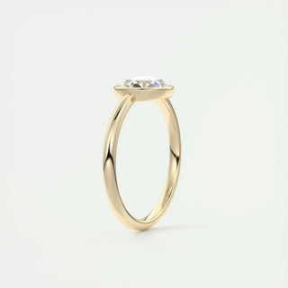 1.19CT Round Cut Bezel Solitaire Moissanite Diamond Engagement Ring