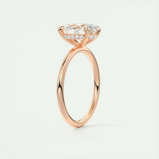 Brilliant 1.91ct oval hidden halo moissanite ring close up of the setting