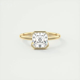 2.03CT Asscher Cut Half Bezel Solitaire Moissanite Engagement Ring
