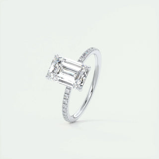 Stunning 1.91ct emerald solitaire moissanite ring tilted view catching the light