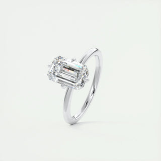 1.91 CT Emerald Solitaire Halo Moissanite Engagement Ring close up