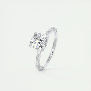 2.15 CT Cushion Cut Vintage Pave Diamond Moissanite Engagement Ring