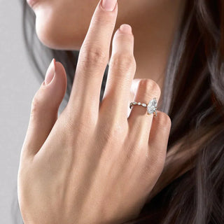 1.58 CT Marquise Brilliant Cut Moissanite Engagement Ring detail view
