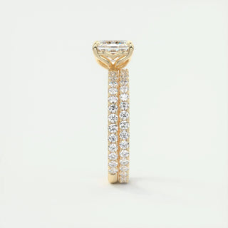 2.03CT Asscher Cut Pave Diamond Moissanite Engagement Ring