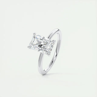 2.10 CT Radiant Cut Hidden Halo Solitaire Moissanite Engagement Ring