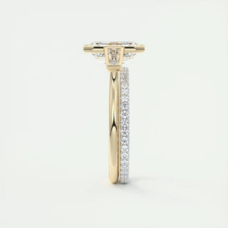 2.30CT Emerald Cut Bezel 3 Stone Diamond Moissanite Engagement Ring
