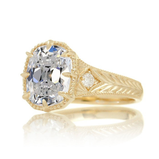 2.0CT Elongated Cushion Moissanite Diamond Vintage Antique Engagement Ring
