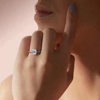 1.91CT Oval Solitaire With Pave Setting Moissanite Engagement Ring