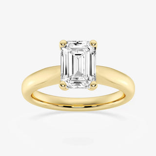 Dazzling 1.0ct emerald solitaire moissanite ring side profile view