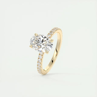 1.91 CT Oval Cut Pave Diamond Moissanite Engagement Ring