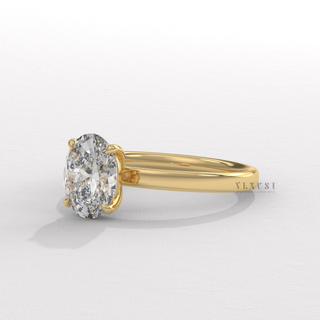 Oval cut moissanite diamond ring close up  Simple Oval Solitaire detail view 4