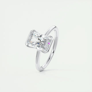 2.10 CT Radiant Cut Solitaire Half Bezel Moissanite Engagement Ring