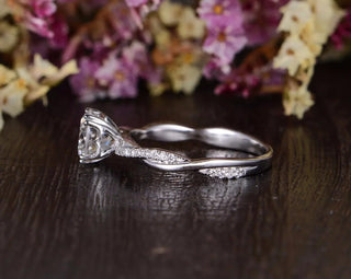 1.60CT Round Cut Twisted Pave Setting Moissanite Engagement Ring