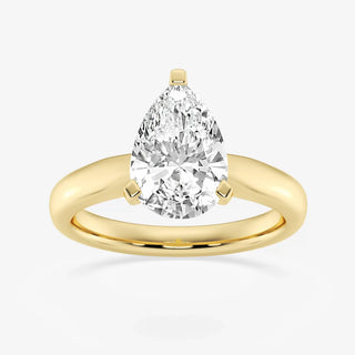 Timeless 1.0ct pear solitaire moissanite ring side profile view