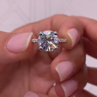 3.12ct Cushion Cut Hidden Halo Pave Moissanite Diamond Engagement Ring