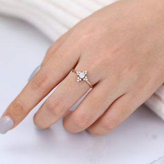 0.22 CT Round Brilliant Cluster Moissanite Engagement Ring angle view