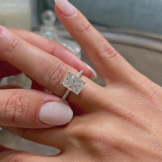 Refined 3.0ct radiant pave moissanite ring top view