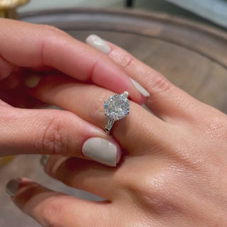 3.0ct Round Cut Three Stone Diamond Moissanite Engagement Ring