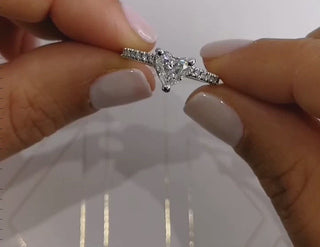 1.0ct Heart Cut Pave Diamond Moissanite Engagement Ring