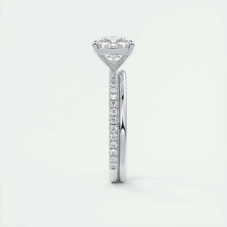 Lustrous 2.15ct cushion solitaire moissanite ring shown on a finger