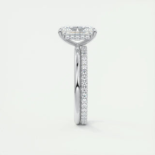2.10 CT Radiant Cut Hidden Halo Solitaire Moissanite Engagement Ring