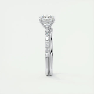 2.15 CT Cushion Cut Vintage Pave Diamond Moissanite Engagement Ring