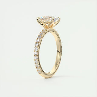 1.91 CT Oval Cut Pave Diamond Moissanite Engagement Ring
