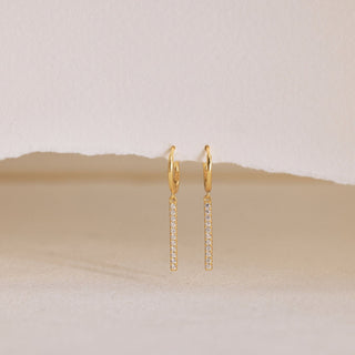 Round Cut Diamond Minimalist Long Bar Earrings for Her