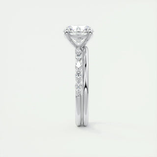 2.0 CT Round Cut Pave Moissanite Engagement Ring