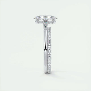 1.91 CT Oval Cut Three Stone Diamond Moissanite Engagement Ring