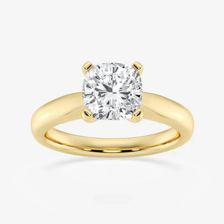 Graceful 1.0ct cushion solitaire moissanite ring close up of the setting