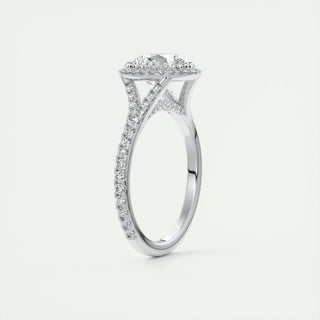 2.0 CT Round Cut Halo Split Shank Diamond Moissanite Engagement Ring