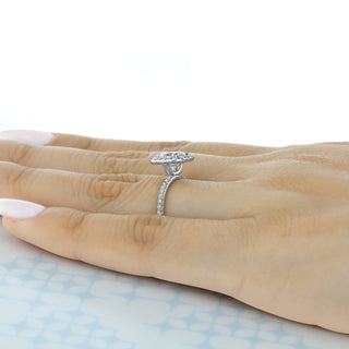 Vintage 1.0ct round halo moissanite ring side profile view image 2