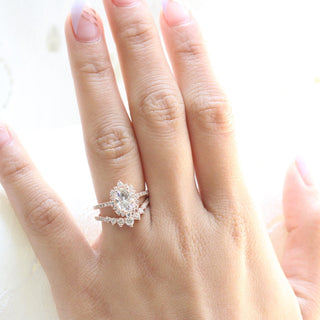 Gorgeous 1.50ct oval halo moissanite ring side profile view