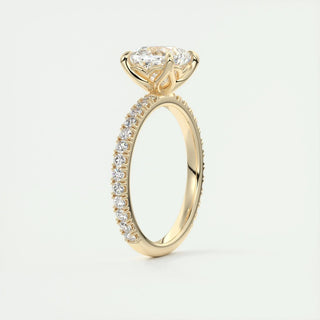Chic 2.15ct cushion solitaire moissanite ring close up of the setting