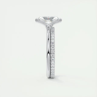 2.10 CT Radiant Cut Solitaire Half Bezel Moissanite Engagement Ring