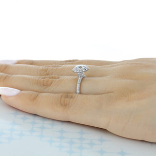 1.0ct Round Cut Halo Diamond Moissanite Engagement Ring