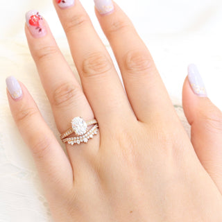 2.0 CT Oval Brilliant Solitaire Halo Moissanite Bridal Set top view