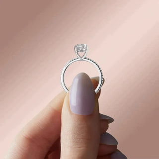 1.91CT Oval Solitaire With Pave Setting Moissanite Engagement Ring