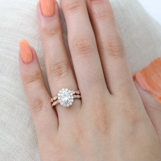 Stunning 1.50ct oval halo moissanite ring front view