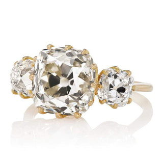 three stone moissanite ring antique side stone detail