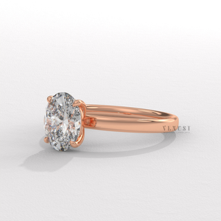 One carat oval moissanite ring angled view