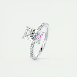 2.10 CT Radiant Cut Pave Diamond Moissanite Engagement Ring