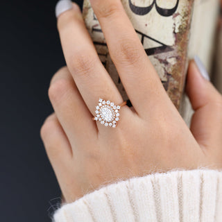 1.33 CT Oval Cut Cluster Moissanite Engagement Ring Promise angle view