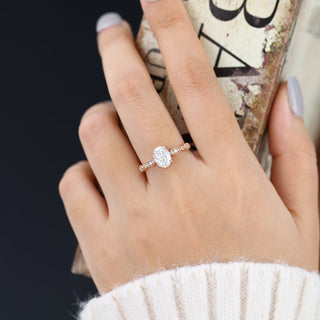 1.33 CT Oval Brilliant Cut Halo Moissanite Engagement Ring side view